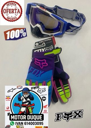 Guantes fox y gafas 100% bici mtb cross enduro