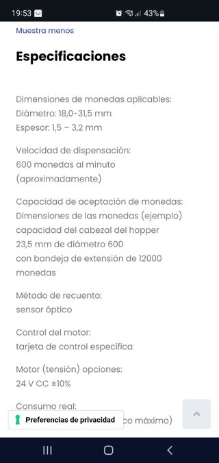 Dispensador De Monedas Coin Hopper