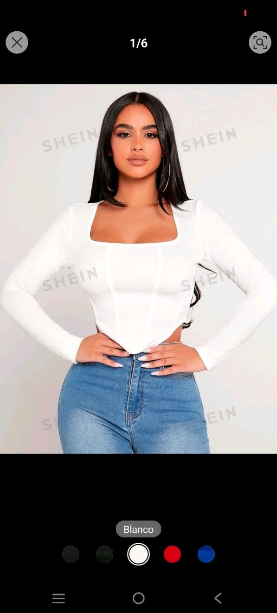 T-Shirt com gola quadrada Shein