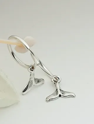 Espectacular Pendientes Aro Cola Ballena Plata 925