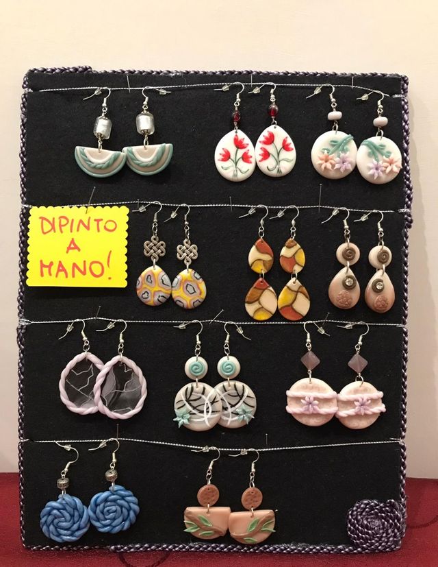 Orecchini porcellana fredda e dipinti a mano