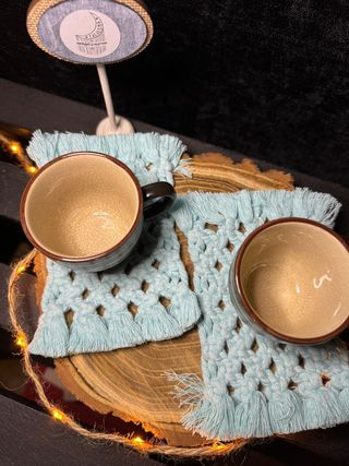 2 sottobicchieri azzurri macramé