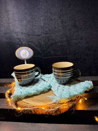 2 sottobicchieri azzurri macramé