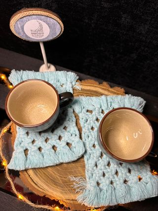 2 sottobicchieri azzurri macramé