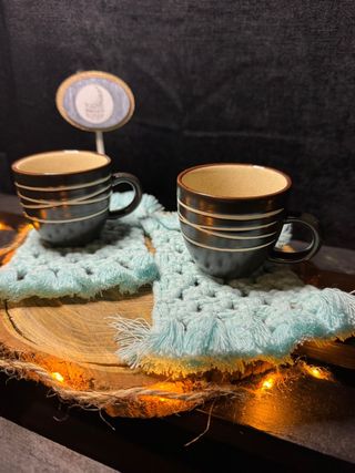 2 sottobicchieri azzurri macramé