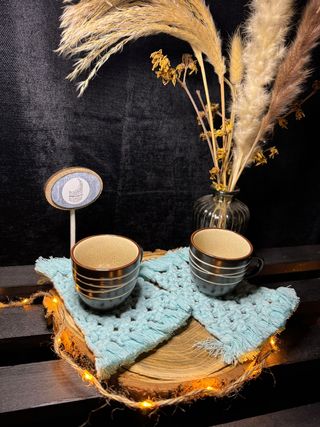 2 sottobicchieri azzurri macramé