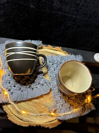 2 sottobicchieri grigi macramé