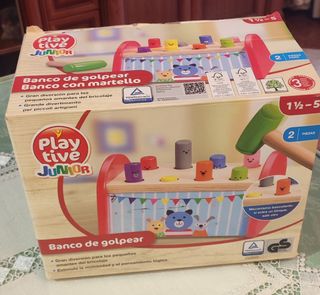 Rebajado!! Juguete de madera bebé Banco de golpear