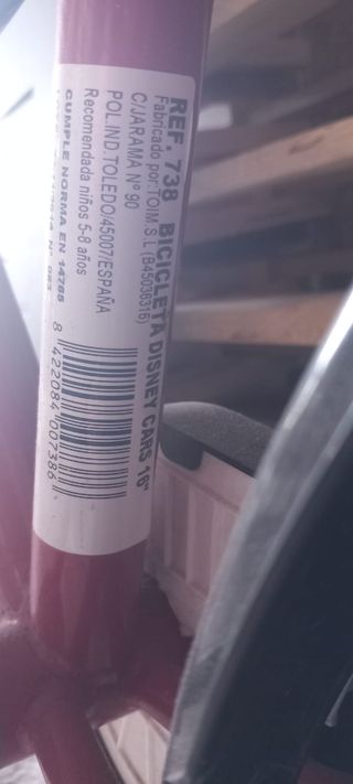 bicicleta de niño Cars