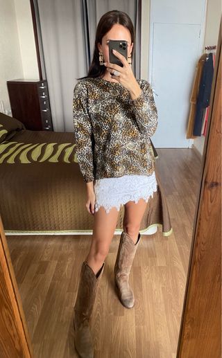 Fausta Tricot jersey lana leopardo talla M