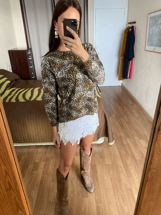 Fausta Tricot jersey lana leopardo talla M