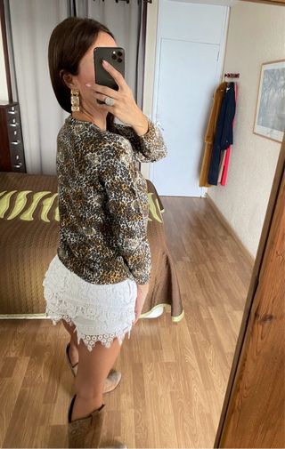 Fausta Tricot jersey lana leopardo talla M