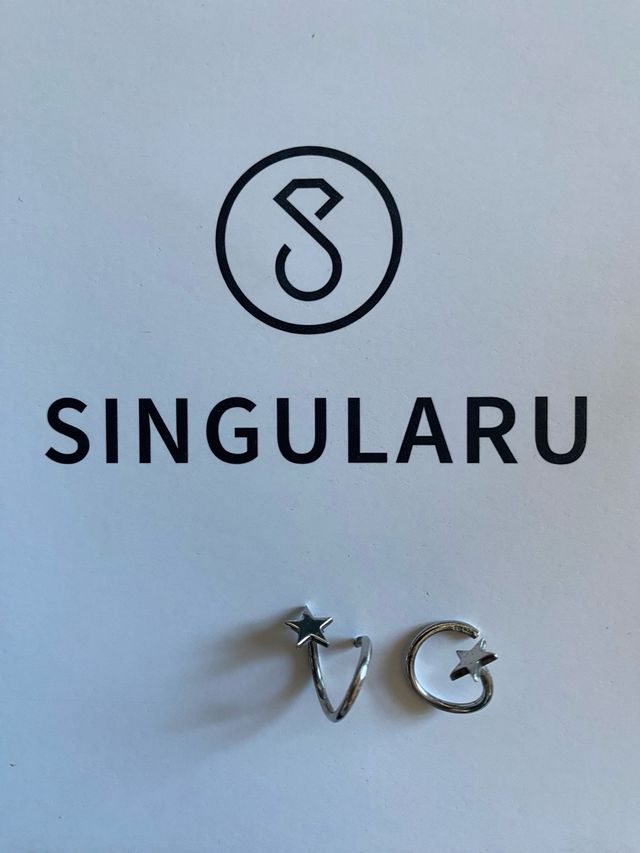 Pendientes plata estrellas aro singularu