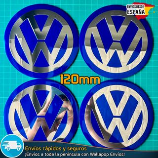 X4 Emblemas Volkswagen 120mm Tapacubos Llanta Azul