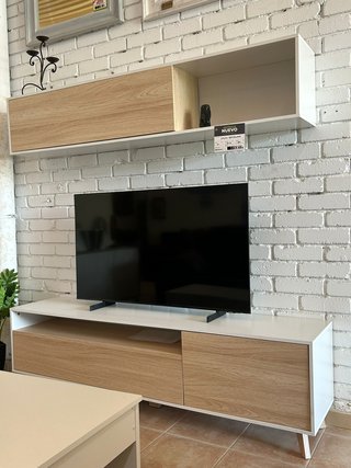 Mueble Tv + Estanteria Blanco Y Cambria