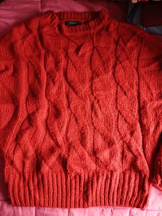 Buzón de lana de abrigo rojo talle l