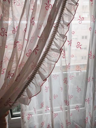 Cortinas romanticas cruzadas triples, en gasa