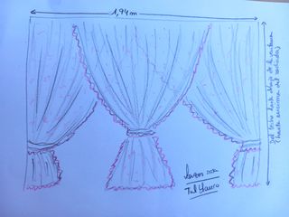 Cortinas romanticas cruzadas triples, en gasa