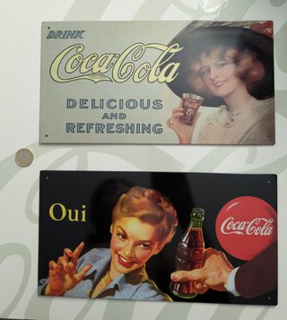 Publicidad Coca-Cola. Cartel metálico