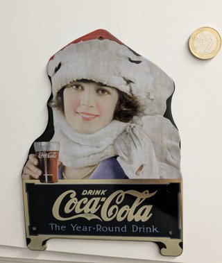 Publicidad Coca-Cola. Cartel metálico