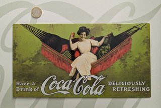 Publicidad Coca-Cola. Cartel metálico