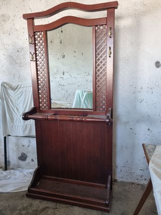 Perchero, mueble de entrada con espejo