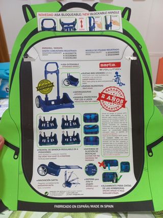 Carro porta mochilas safta azul o rosa.