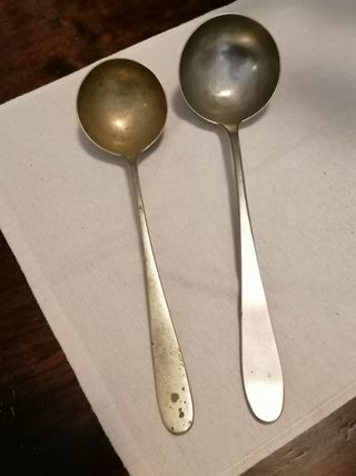 Mestoli vintage in ottone e alpacca