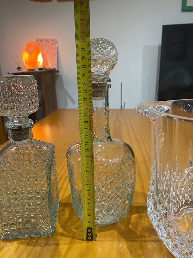 Juego de botellas de cristal y cubitera