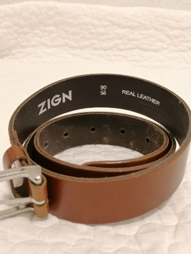 Cinturón piel Zign marrón cognac