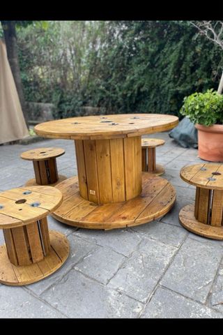 ♻️MESAS BOBINAS CARRETE MADERA CABLE CHILLPALET 🧵‼️