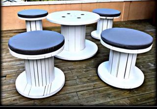 ♻️MESAS BOBINAS CARRETE MADERA CABLE CHILLPALET 🧵‼️