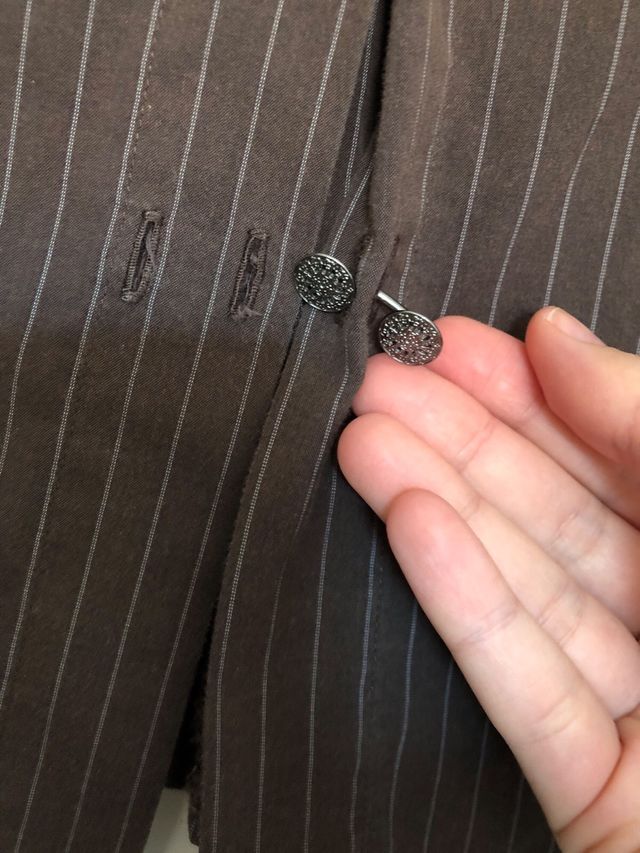 Abito gessato marrone camicia/gonna