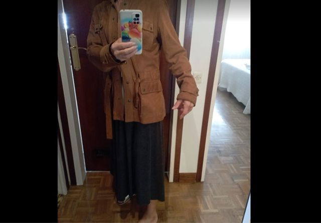 PARKA DE ANTE VINTAGE TENDENCIA  ESTE AÑO