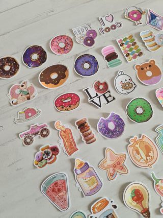 40 Autocolantes Donuts Comida Etiquetas Adesivas