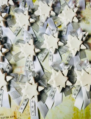 Segnaposto Natale 18 stella argento e bianco