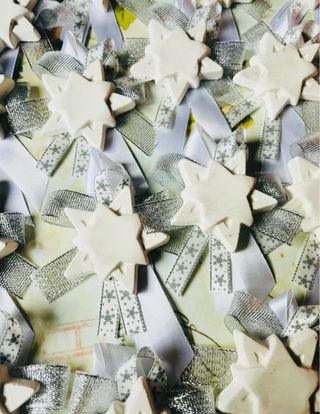 Segnaposto Natale 18 stella argento e bianco