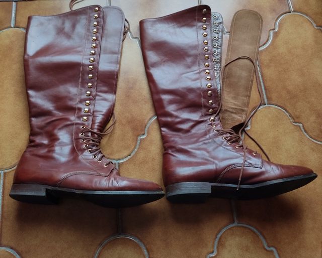 Stivali pelle donna stringati