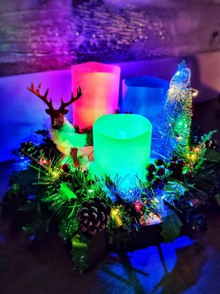 Centrotavola con candele cambio colore