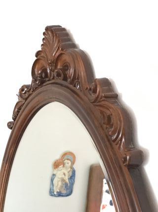 Specchiera classica in legno ovale con base