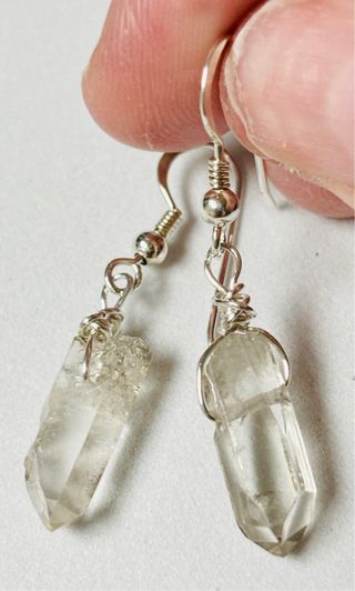 Pendientes de puntas de cuarzo y plata de ley 925