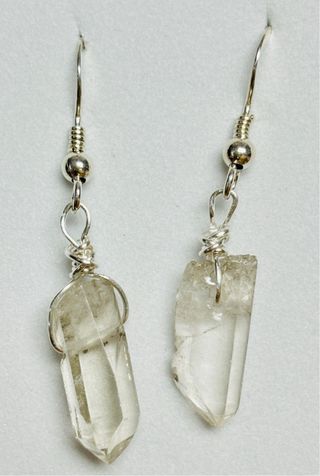 Pendientes de puntas de cuarzo y plata de ley 925