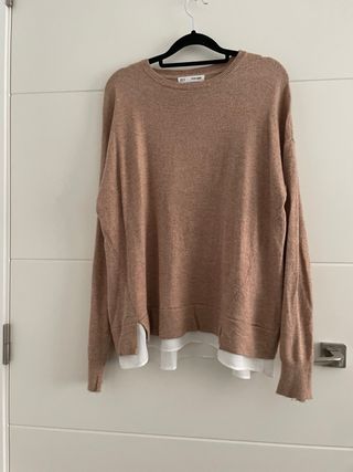 Jersey de punto con bajo camisa