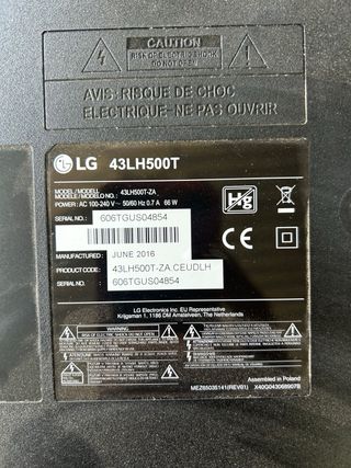 T-Com Tv LG 43LH500T
