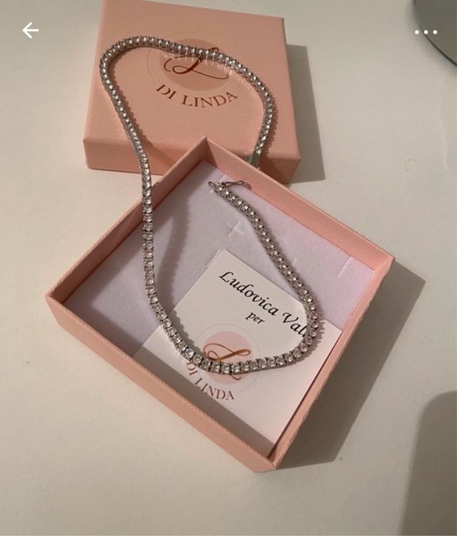 Girocollo tennis in zirconi bianchi