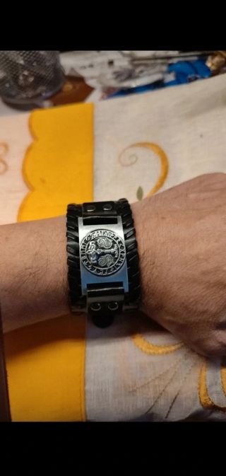 Bracciale vikin pelle fibia mjolnir thor