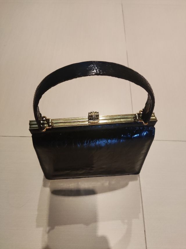 Borsetta in coccodrillo nero anni 60
