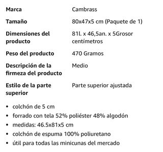 Cambrass Liso E - Colchon para minicuna
