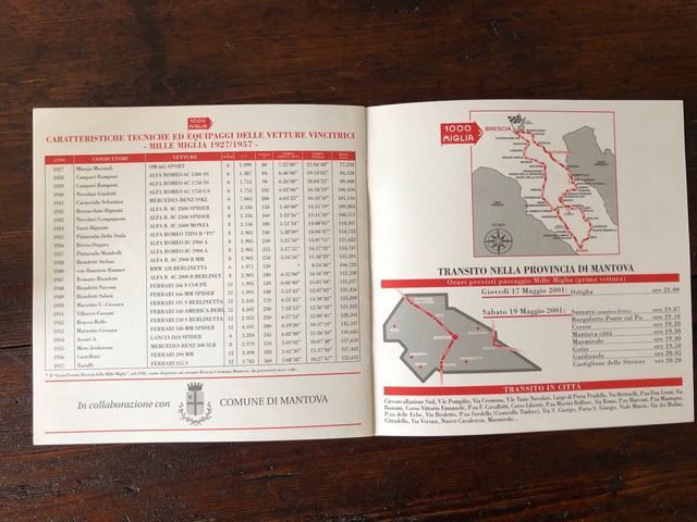 Opuscolo commemorativo Mille Miglia Tazio Nuvolari