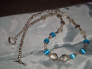 vintage collar plata Amuleto Pez y ojo serpiente